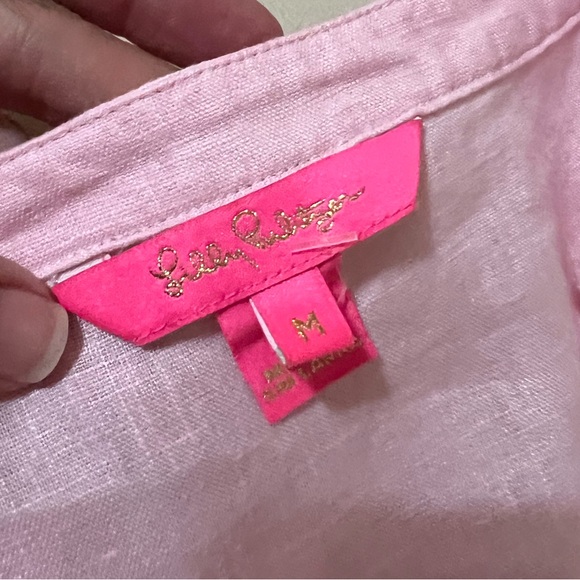 Lilly Pulitzer Linen Bekah Pink Top Size Medium - Picture 4 of 9